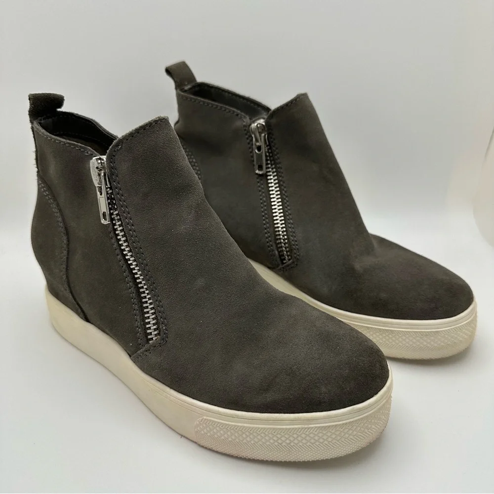 Steve Madden Women's Wedgie Platform Sneaker Grey Suede Sz 8M - Picture 3 of 9